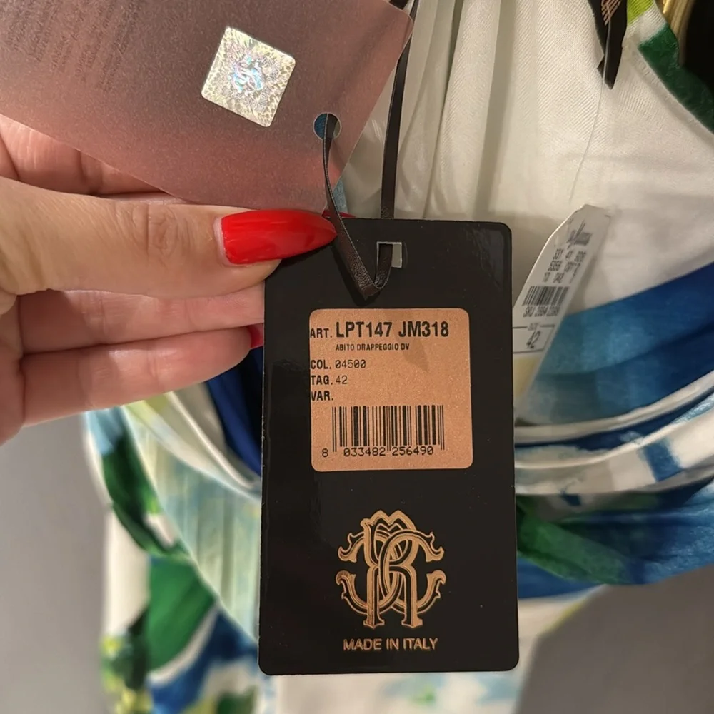 Roberto Cavalli Abstract Print Dress 💙💛💚🤍 - Picture 7 of 17